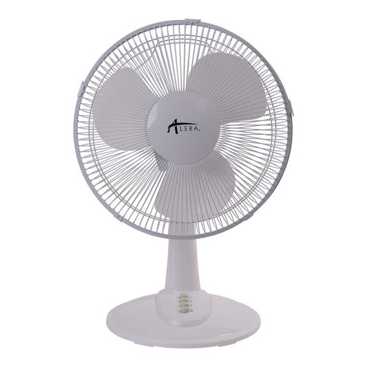 Alera 12" 3-Speed Oscillating Desk Fan, Plastic, White