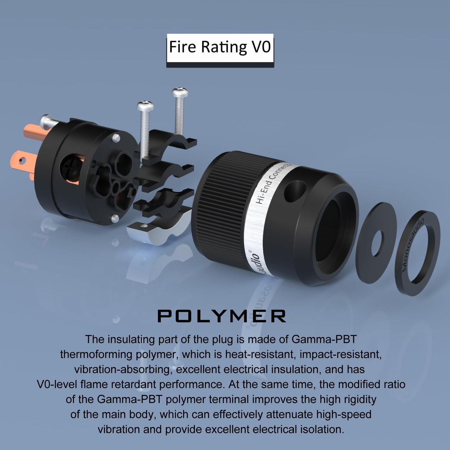Monosaudio HiFi Power Connector - Pure Copper 15A/125V 10A/250V IEC C13/C15 Audiophile Power Plug for Hi-end Audio