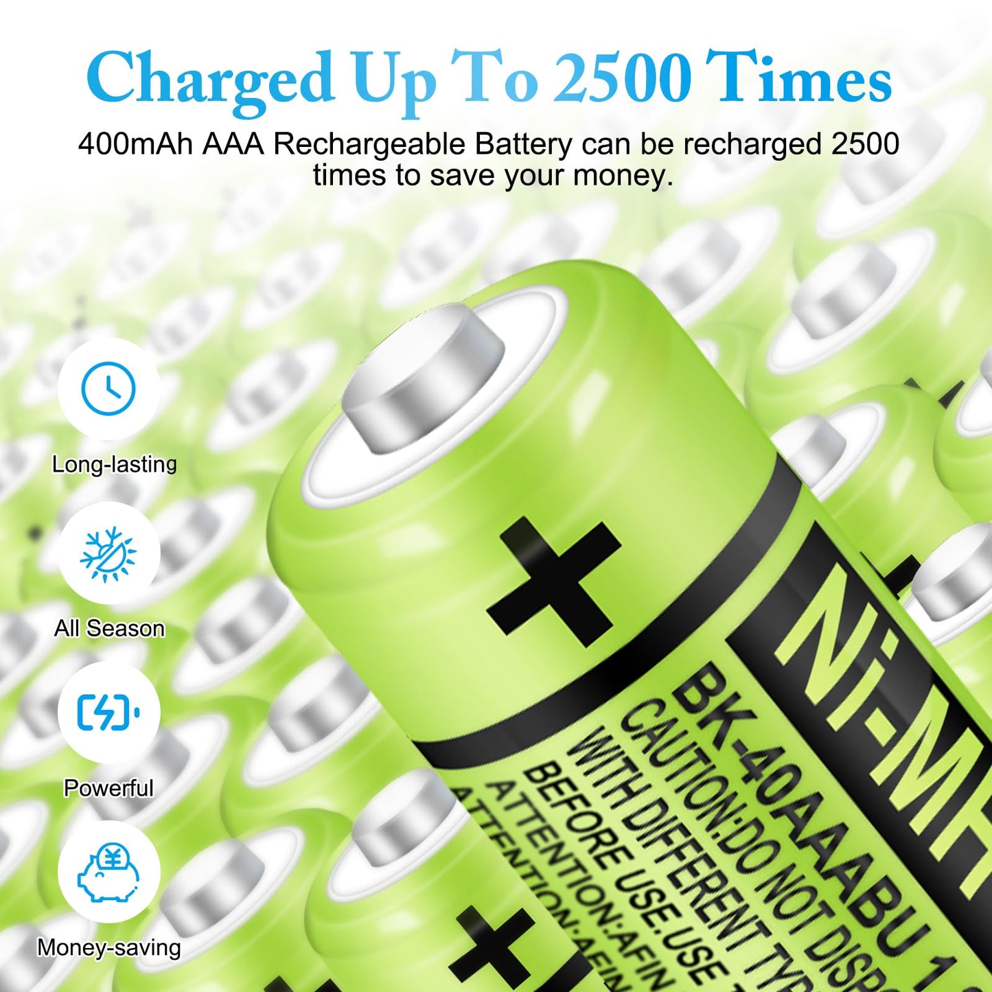 EOCIK BK-40AAABU 6Pack NI-MH Rechargeable AAA Batteries 400mAh 1.2V AAA Rechargeable Battery for Panasonic Cordless Phones,Remote Controls