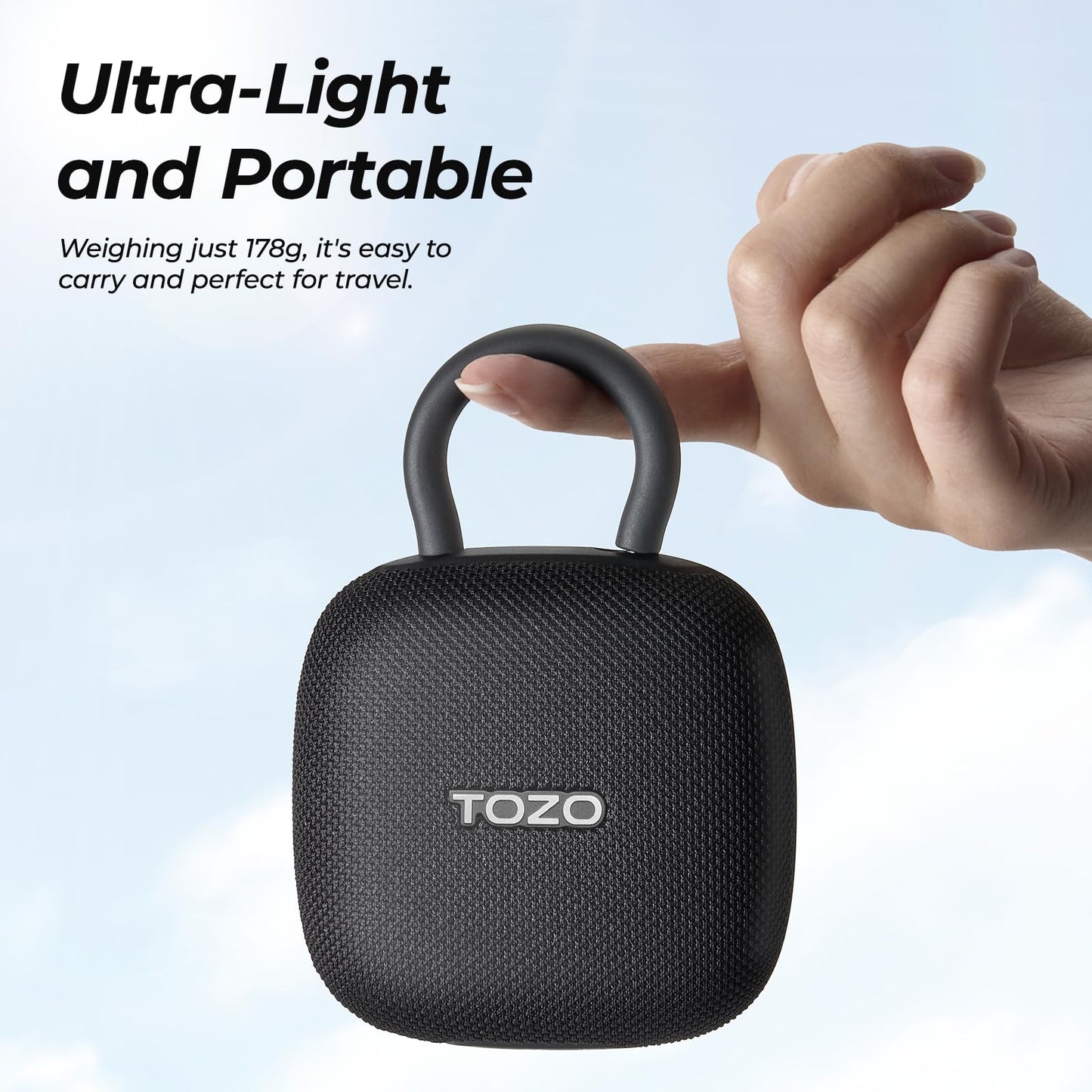 TOZO PE1 Portable Bluetooth Speakers with Adjustable Carabiner, Mini Bluetooth Wireless Shower Speaker with IPX8 Waterproof, 32H Playtime Punchy Bass