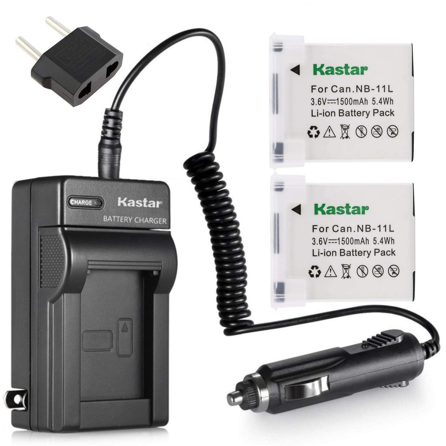 Kastar 2pack Lithium-Ion Battery and AC/DC Battery Charger Kit Replacement for Canon NB-11L NB-11LH and Canon IXUS 175 IXUS 177 IXUS 180 IXUS 185 IXUS