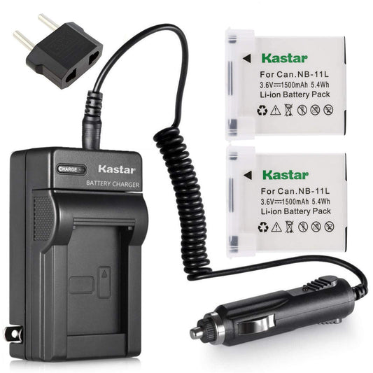 Kastar 2pack Lithium-Ion Battery and AC/DC Battery Charger Kit Replacement for Canon NB-11L NB-11LH and Canon IXUS 175 IXUS 177 IXUS 180 IXUS 185 IXUS