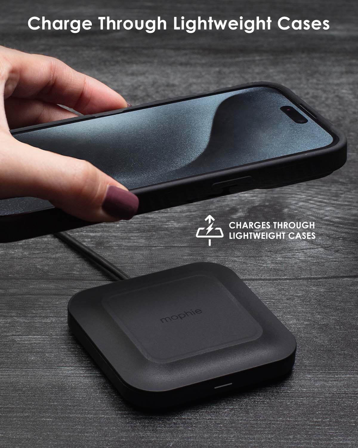 Mophie Universal Wireless Charge Pad - 15W Fast Charging for Qi-Enabled Devices, iPhone, Google Pixel, Samsung Galaxy - Desktop & Nightstand Essential