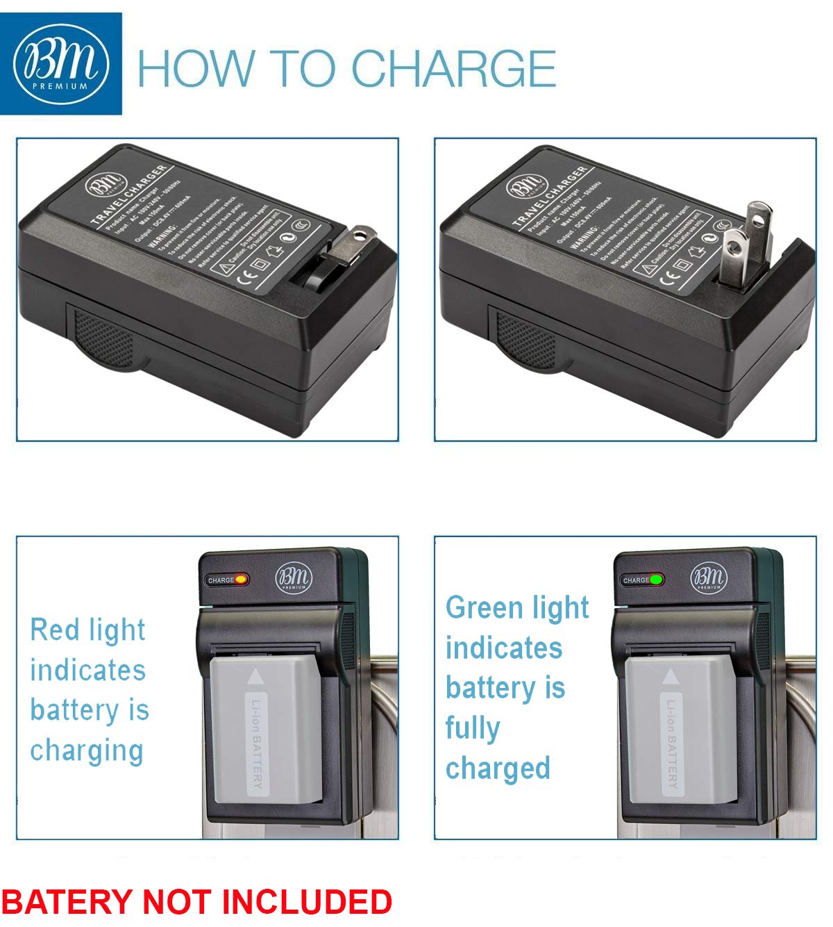 NP-FW50 Battery Charger for Sony ZV-E10, A6100, A6400, DSC-RX10 II, DSC-RX10 IV, Alpha 7, A7R, A7R II, A7S, AS7 II, A3000, A5000, A5100, A6000, A6300