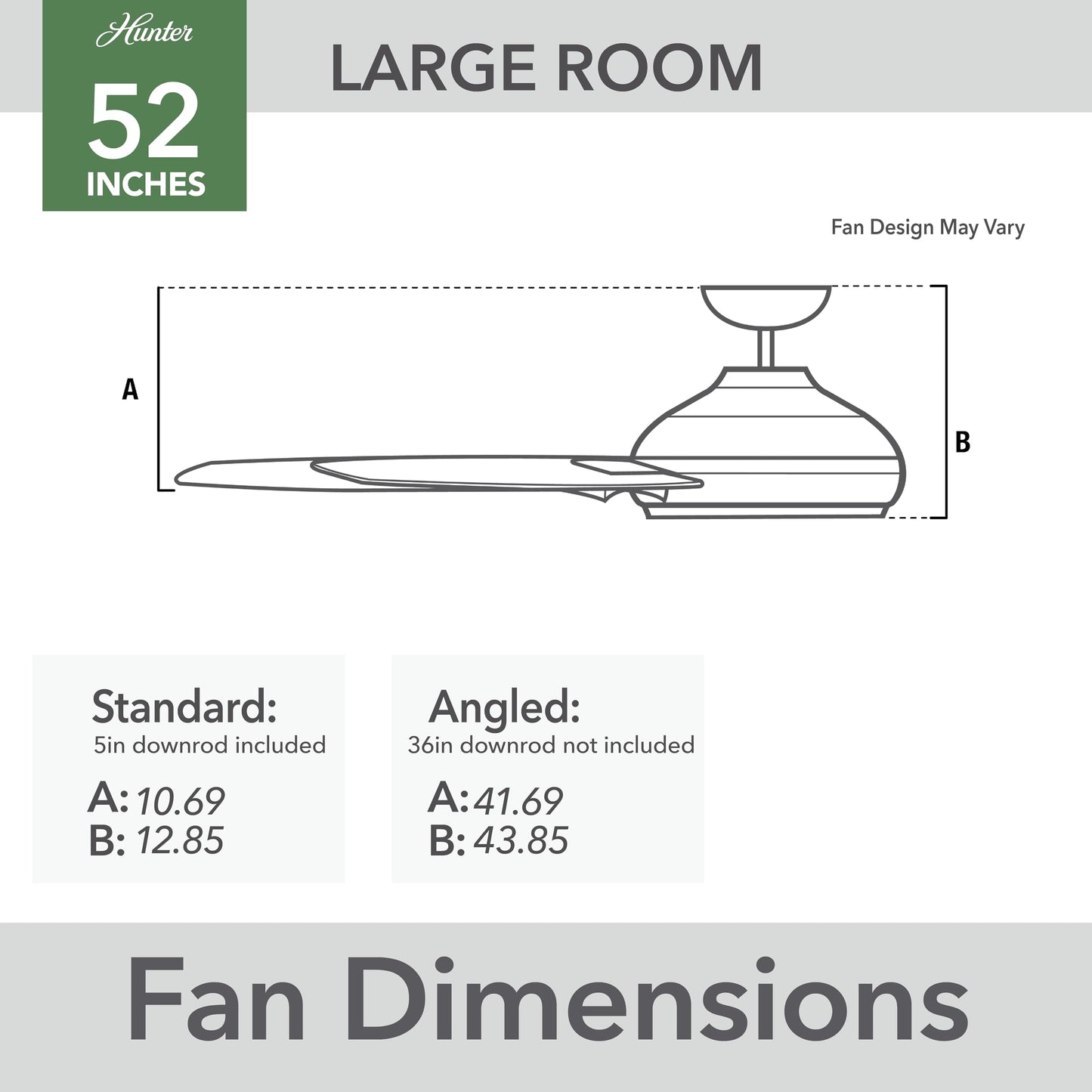 Hunter 52 in. Outdoor Industrial Ceiling fan in Matte Black, 3-Blade (Renewed)