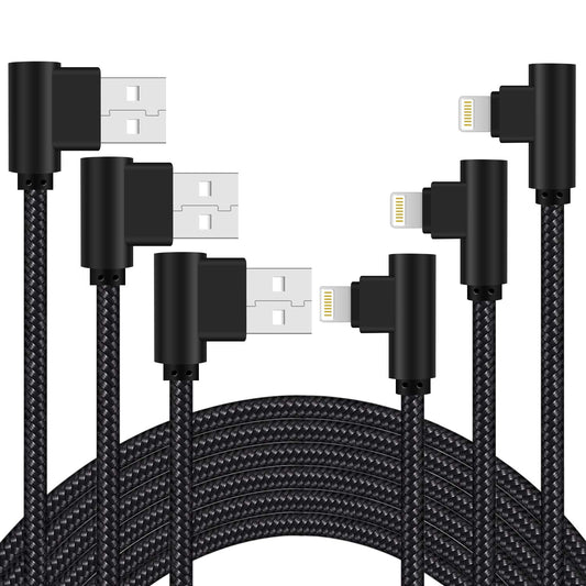 Osecet iPhone Charger 3 feet MFi Certified 3 Pack 90 Degree Nylon Braided Lightning Cable Right Angle Charging Cord for iPhone14 13 12 11 Pro X XS XR…