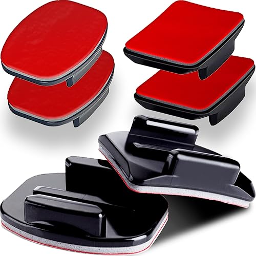 Adhesive Mounts - 3X Curved & 3X Flat Mounts with 3M Sticky Pads - for Your Helmet/Bike/Board/Car - Compatible with All GoPro Hero