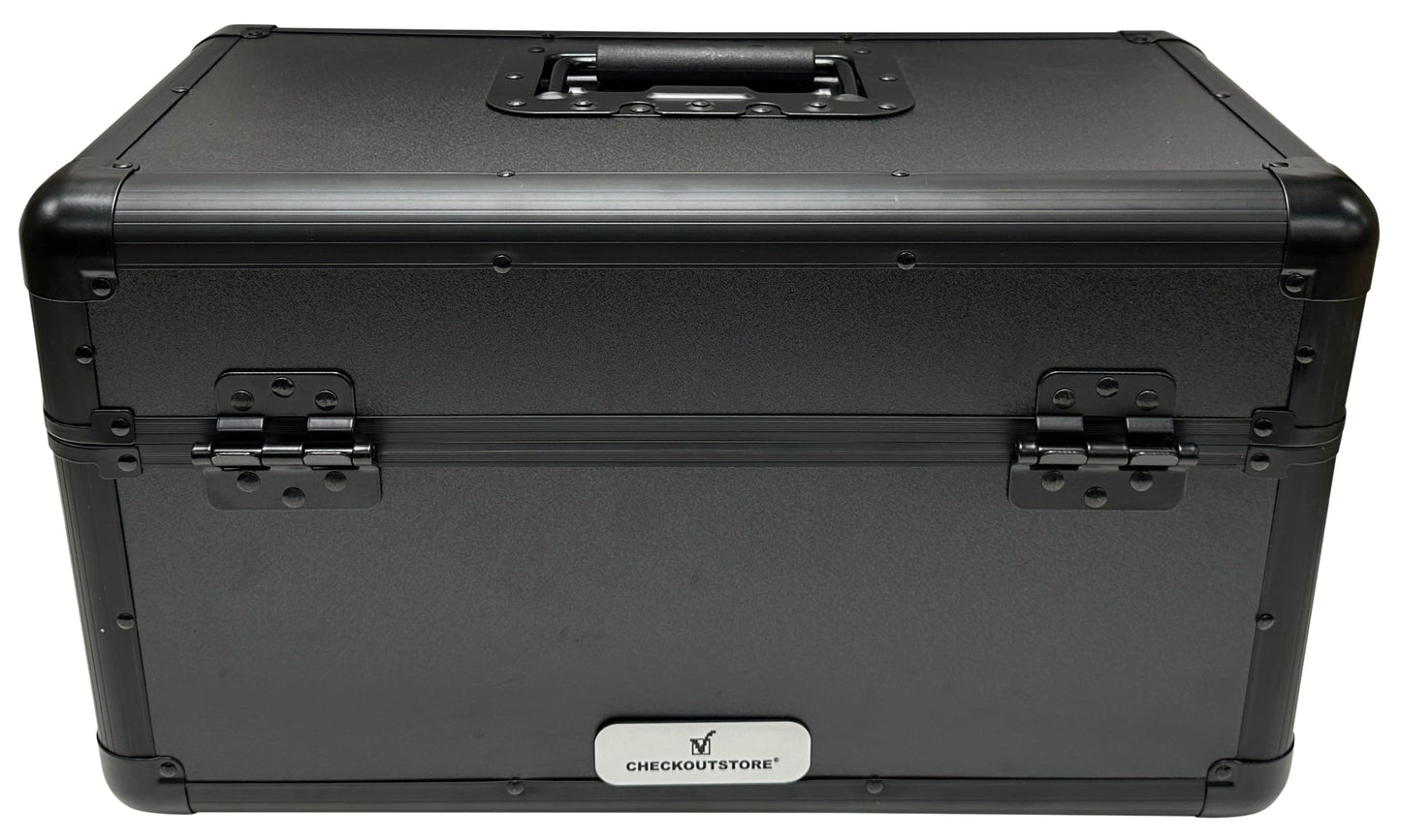 CheckOutStore Black Aluminum 7" 45 RPM Record Storage Box (Holds Up to 200 Records)
