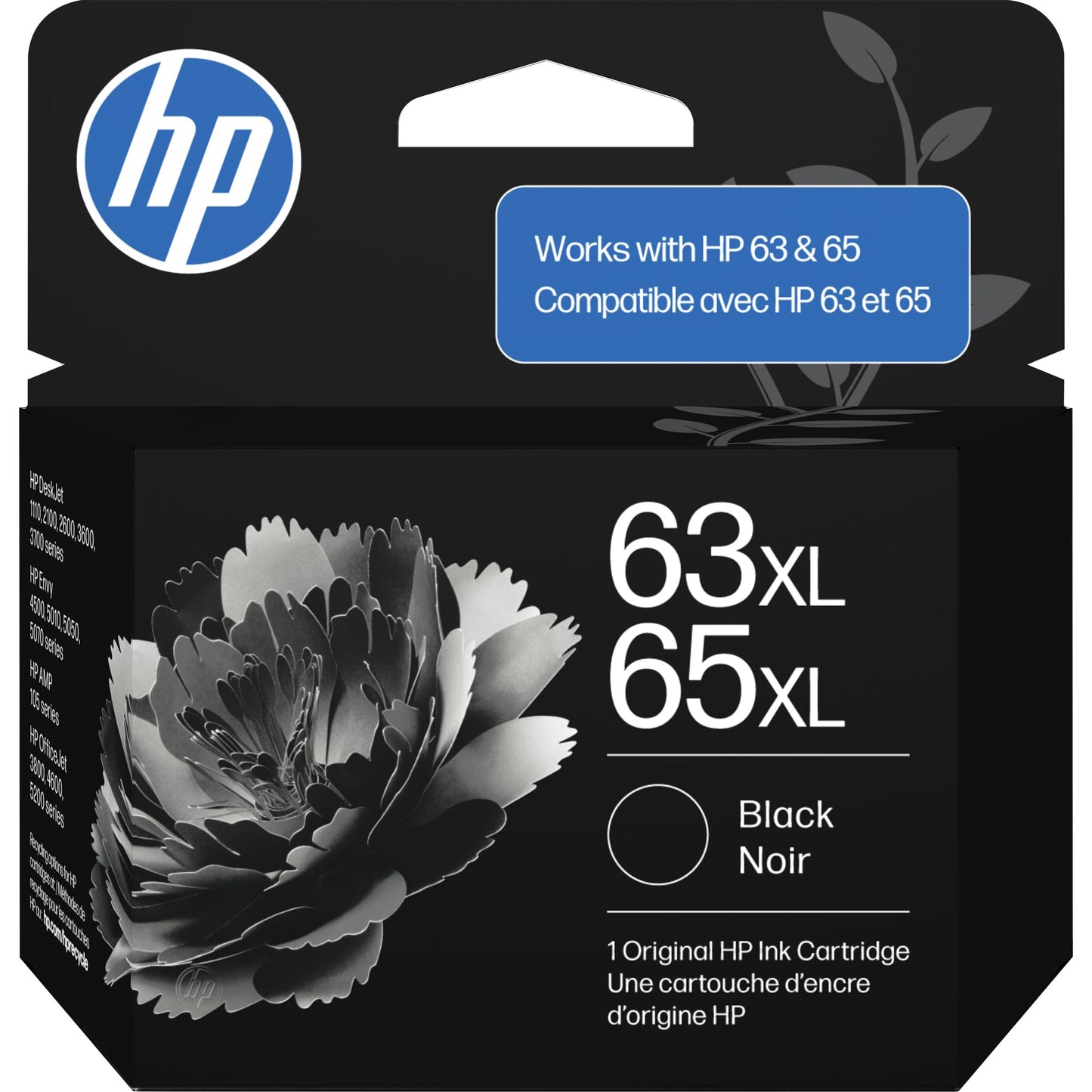 HP 63XL/65XL Black High-Yield Ink Cartridge (Replaces and Works with Both 63XL & 65XL) | Works with AMP; DeskJet 1100, 2100, 2600, 3600; Envy 4500