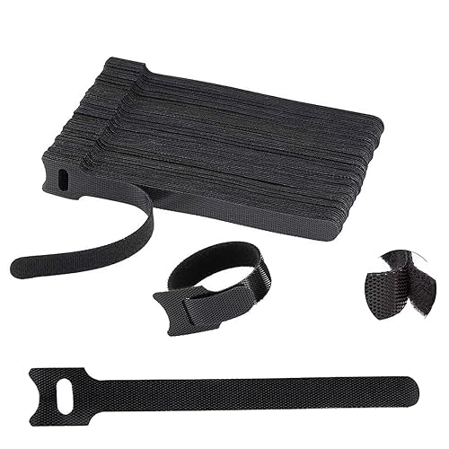 FJSENR 100 Pcs 6-Inch Reusable Hook and Loop Ties: Versatile Cable Management Solution & Ideal Gardening Fasteners - Dual-use Cord Wraps & Plant Ties