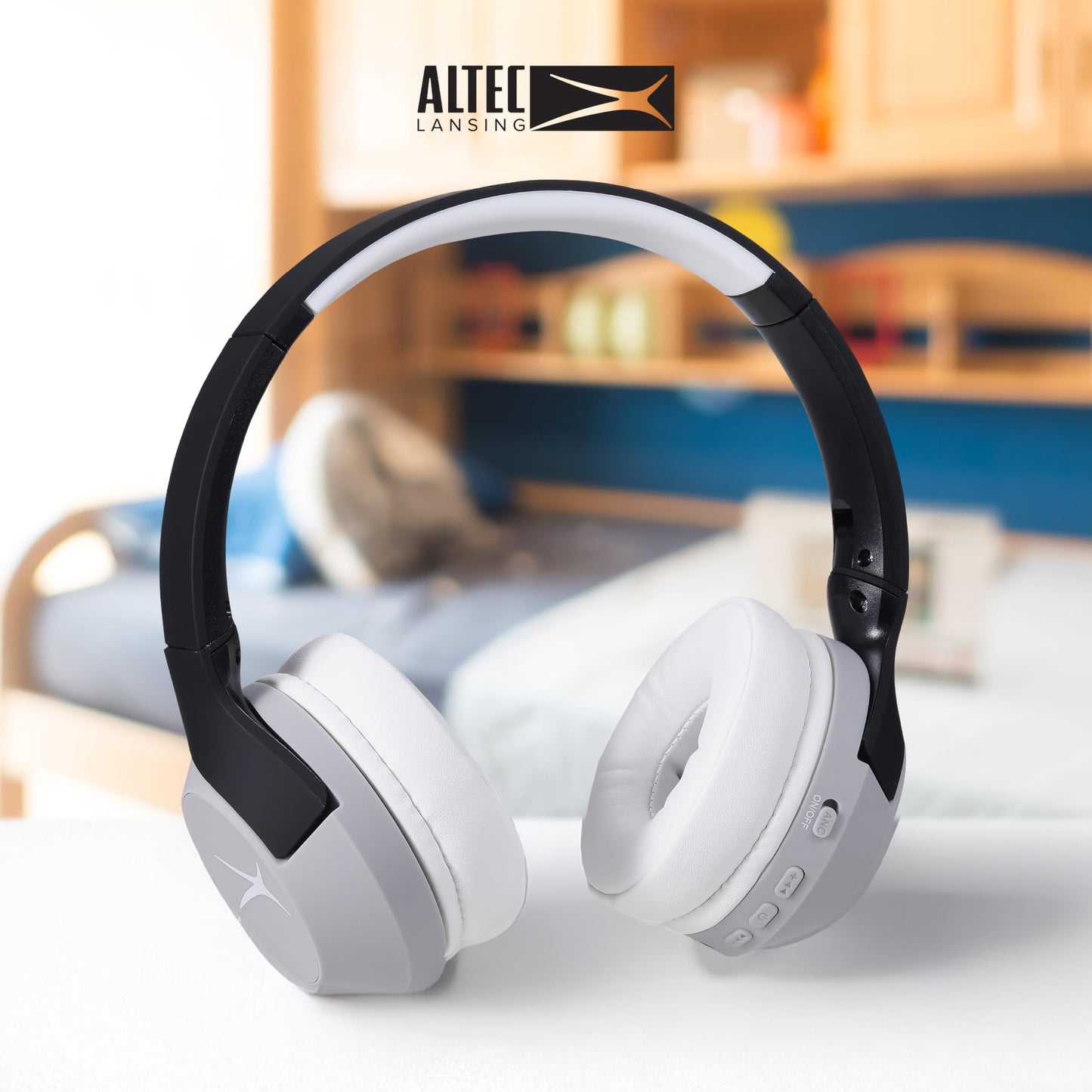 Altec Lansing Kid Safe Noise Cancelling Wireless Headphones 15H Battery, 85dB Volume Limit, Foldable Design Powerful Sound, Active Noise Cancellation