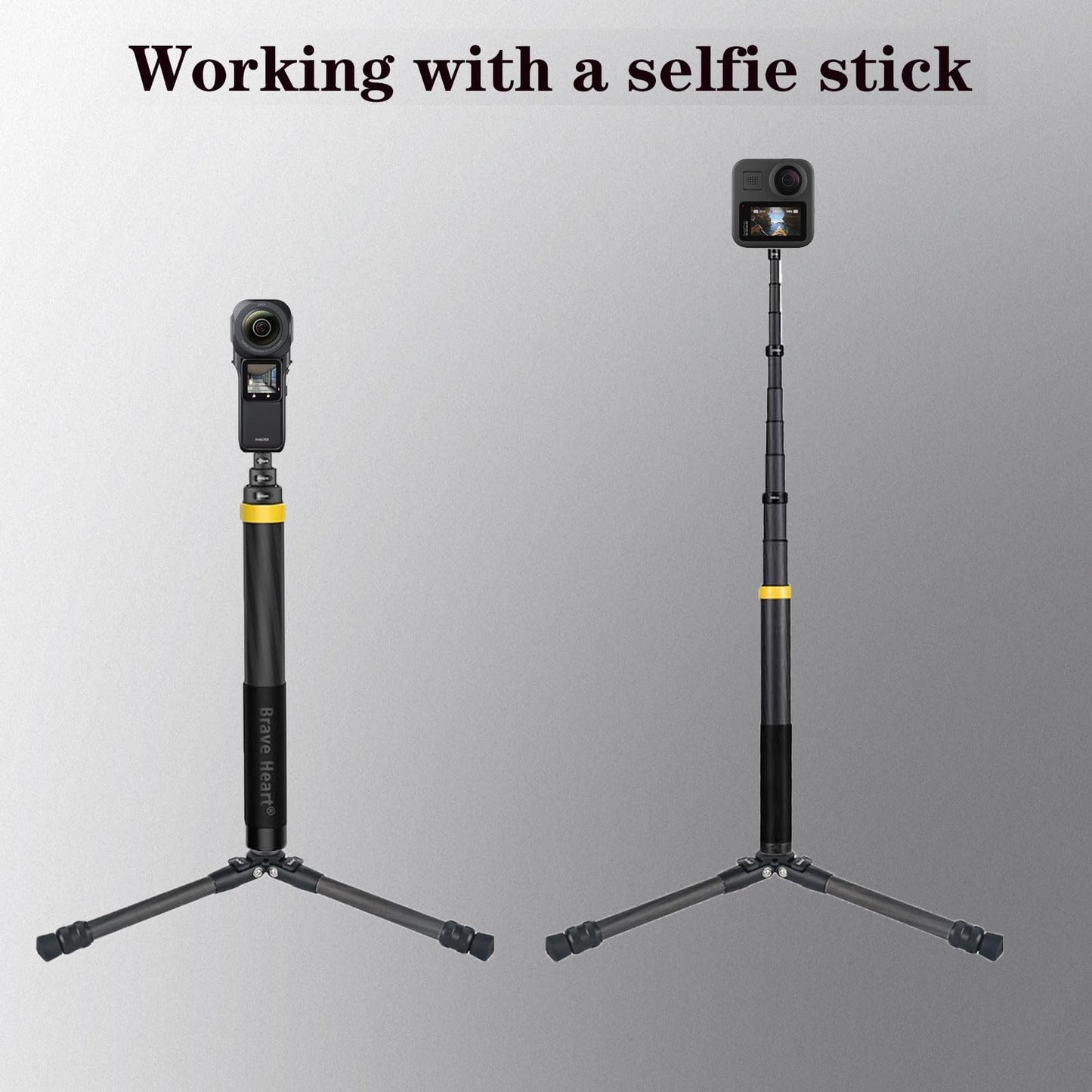 Kezhi 3 Model mini Carbon Fiber Small Tabletop tabledesk Travel Tripod for insta360 Insta 360 x5 x4 x3 for DJI Action 6 5 4 3 2 Camera, Gimbal