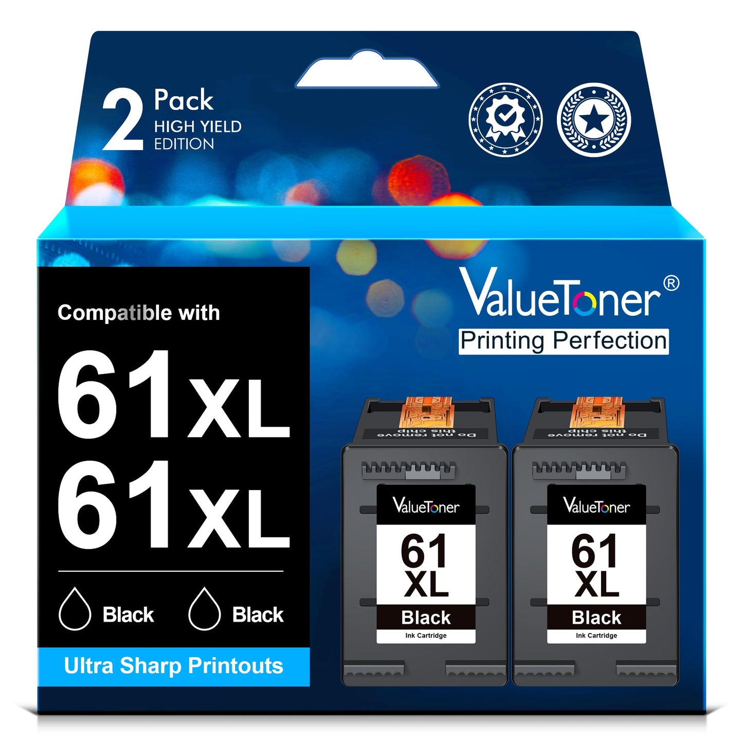 Valuetoner Ink Cartridges Replacement for HP Ink 61 XL 61XL Black Remanufactured for HP Envy 4500 4501 4502 5530 Deskjet 2540 3050 1000 1050 1056 1510