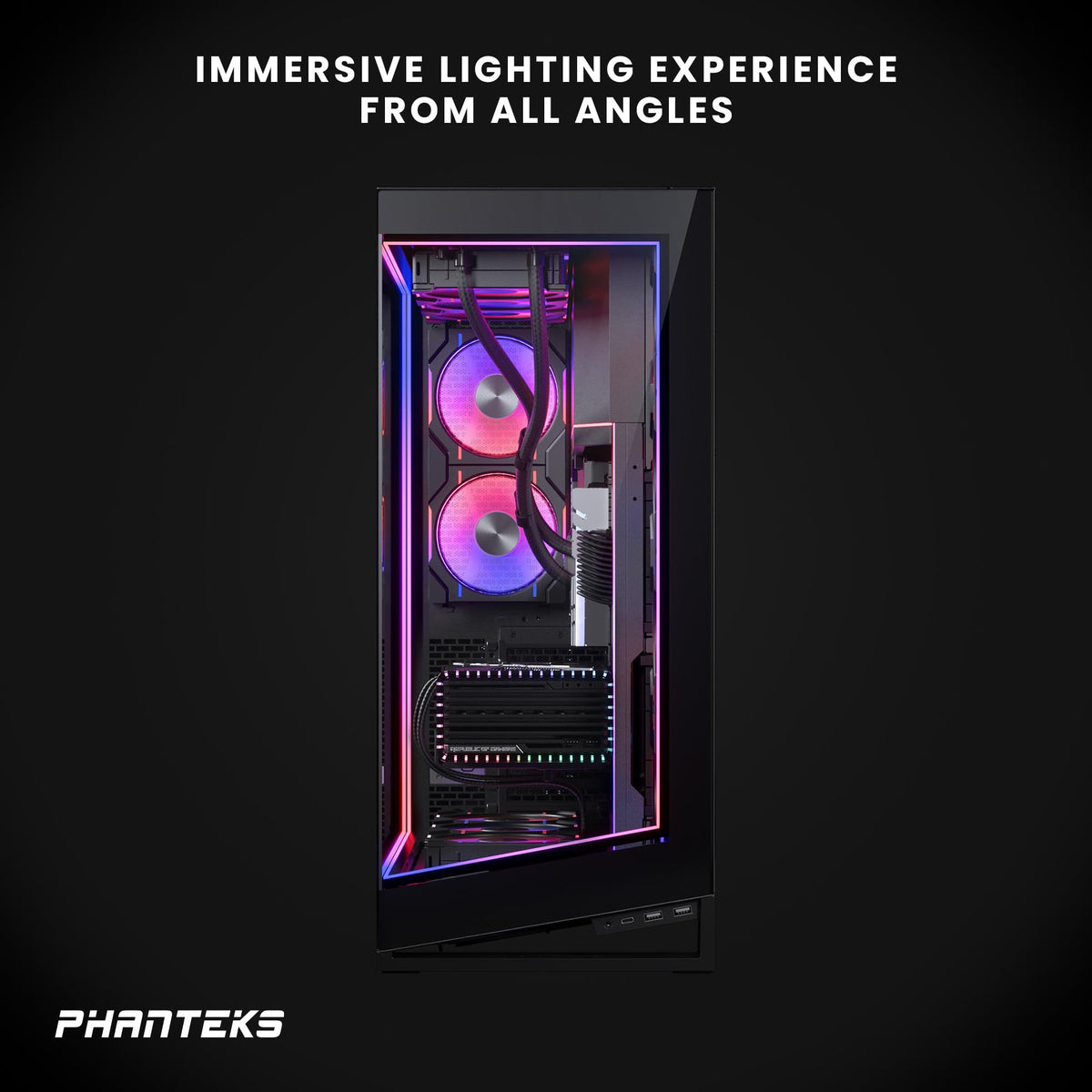 Phanteks NV7 Premium DRGB Kit, 4X D/A-RGB LED modules for NV7 Outer Frame, 1x D/A-RGB Power hub Included (Black)