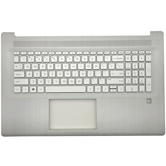 Replacement Upper Case Palmrest for HP 17.3 Inch Laptop 17-CN 17-CP 17T-CN 17Z-CP Laptop with Backlit Keyboard Assembly with Fingerprint Hole