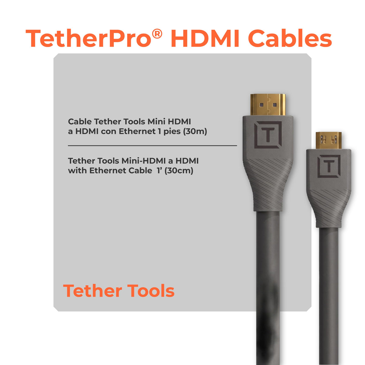 TetherPro HDMI Mini to HDMI 2.0, 1' (0.3m), Black