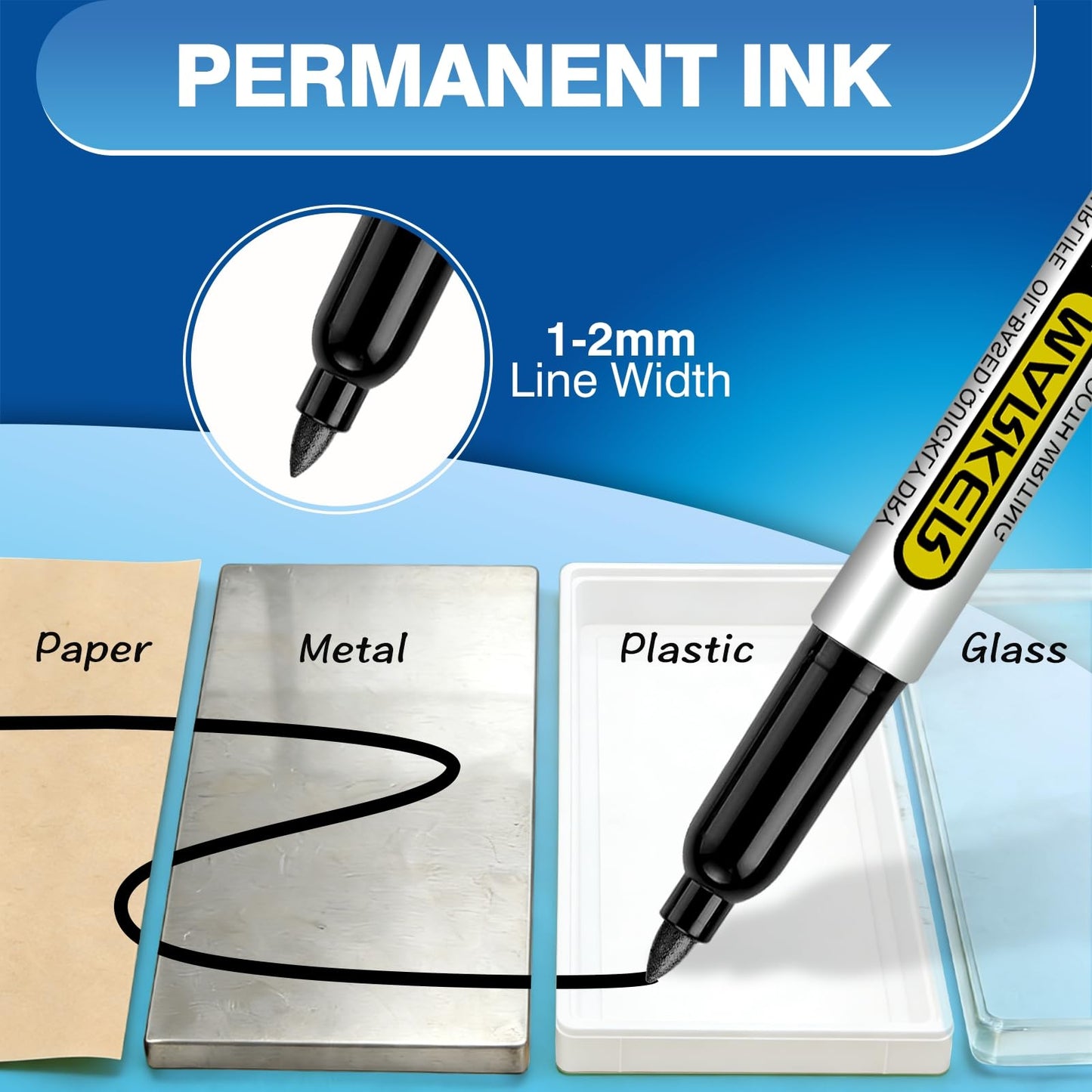 SFAIH Black Permanent Markers Bulk 24ct Fine Tip- 1s Quick Drying, Durable