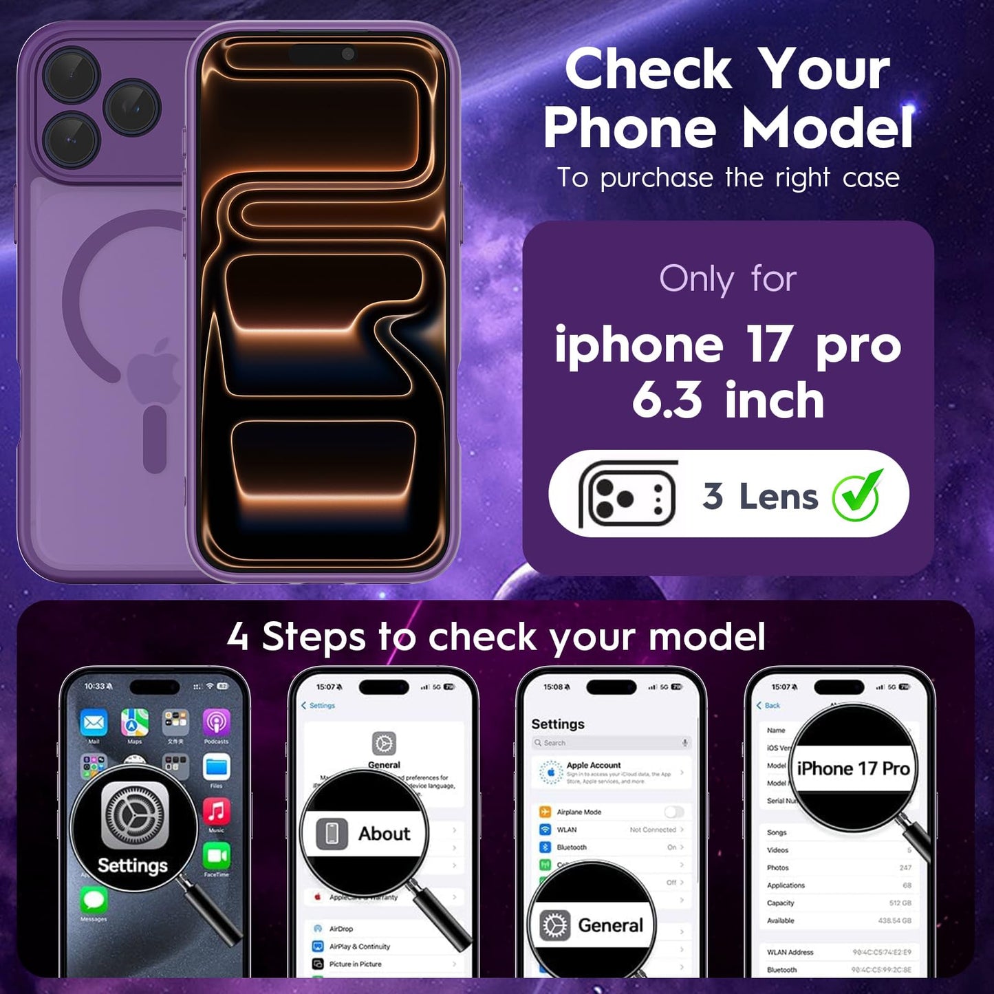 MYY Magnetic for iPhone 17 Pro Case, Upgraded [Full Camera Protection] [Compatible with Magsafe] [Translucent Matte] Military-Grade Drop Shockproof