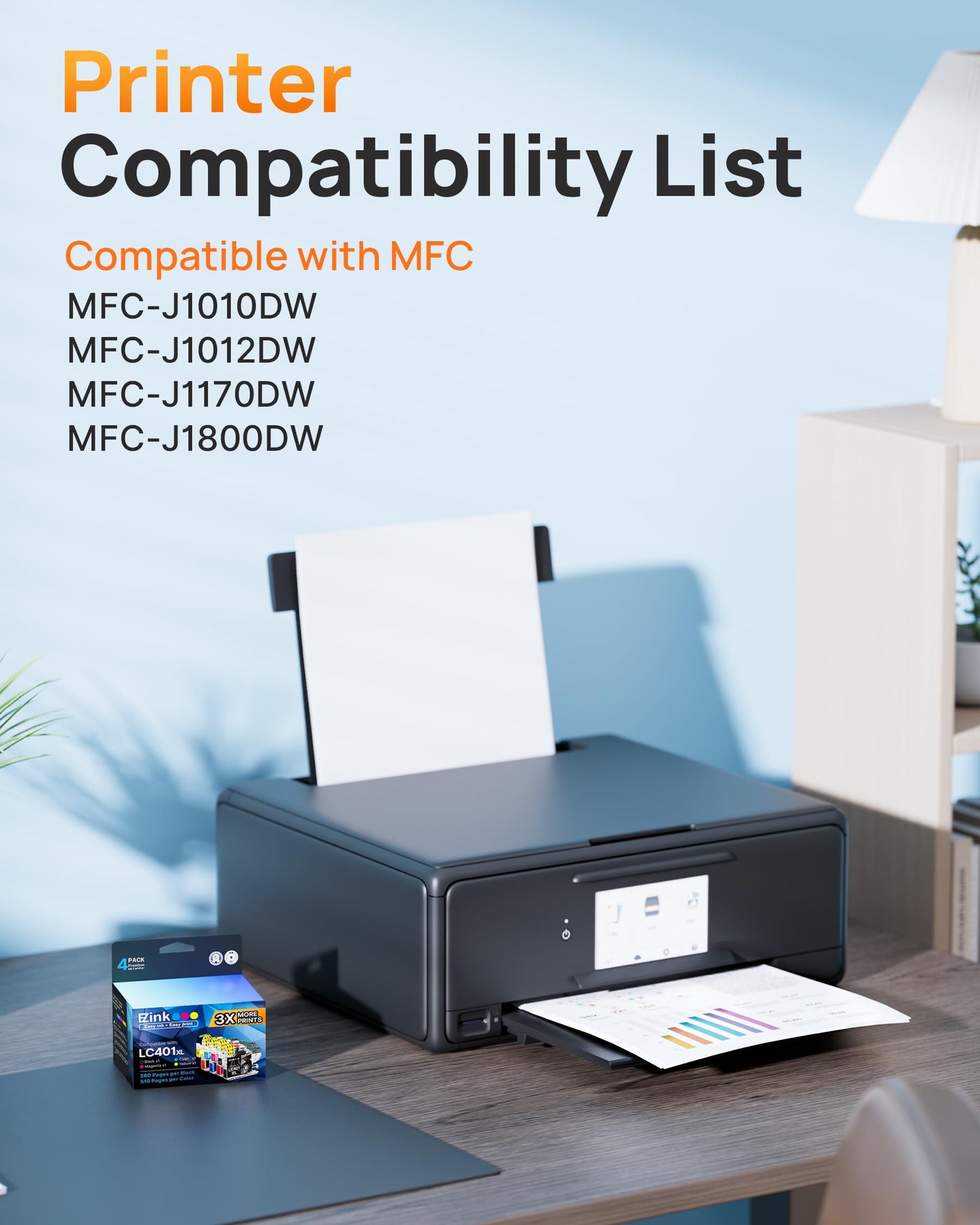 E-Z Ink LC401XL Ink Cartridges for Brother Printer LC401 LC401 XL LC 401XL
