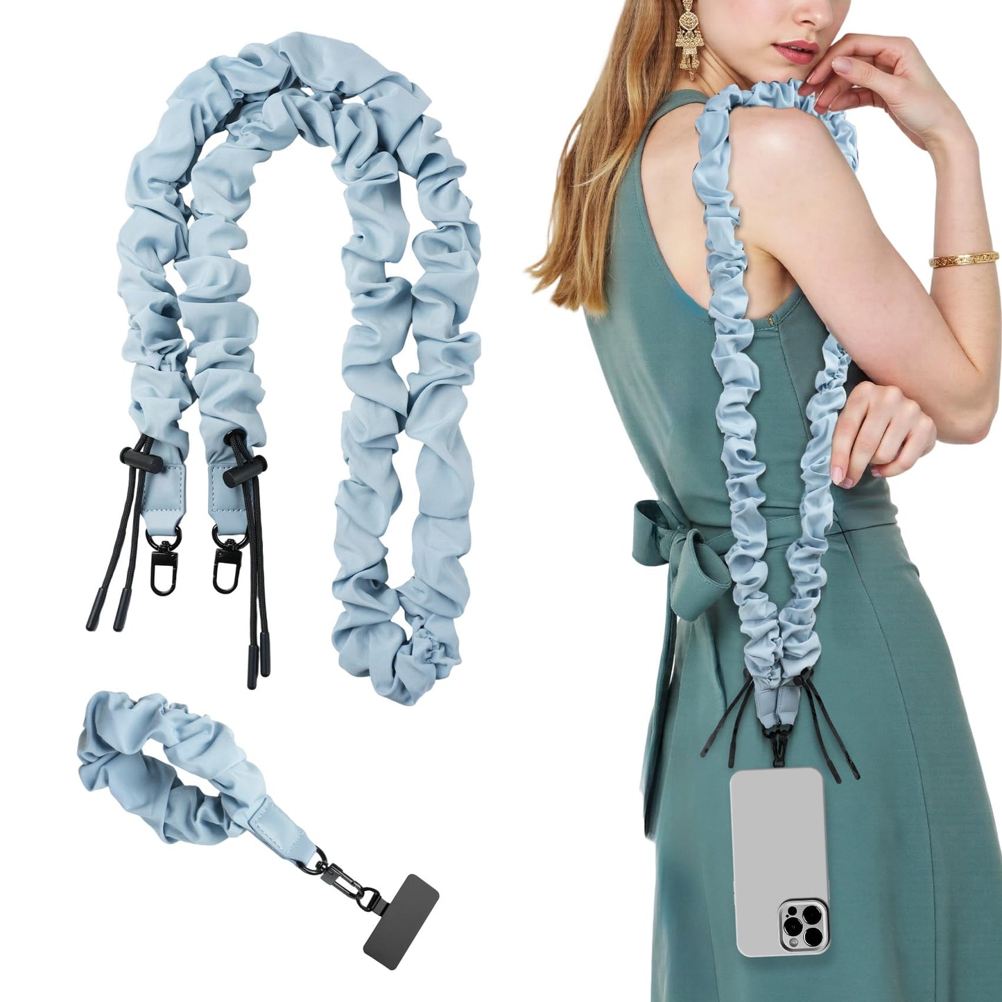 Phone Lanyard Crossbody & Phone Wrist Strap Set, Adjustable Anti Theft Phone Strap for All Phones, Skin-friendly Cell Phone Lanyard & Phone Strap
