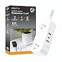 GE Flat Plug Power Strip Extension Cord with USB Ports, Travel Power Strip with 2 Outlets 3 USB Ports, Cruise Ship Essentials, 6 Ft Braided Small