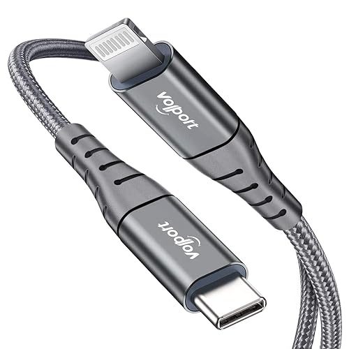 volport USB C to Lightning Cable 3ft [MFi Certified] Grey Silver, 1m Braided Fast Charging Data Transfer Cable for Apple iPhone 14 13 12 11 Pro Max X…