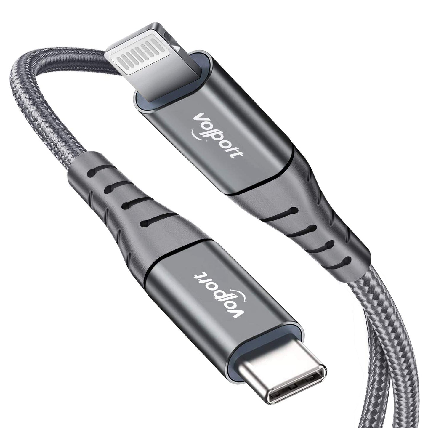 volport USB C to Lightning Cable 3ft [MFi Certified] Grey Silver, 1m Braided Fast Charging Data Transfer Cable for Apple iPhone 14 13 12 11 Pro Max X…