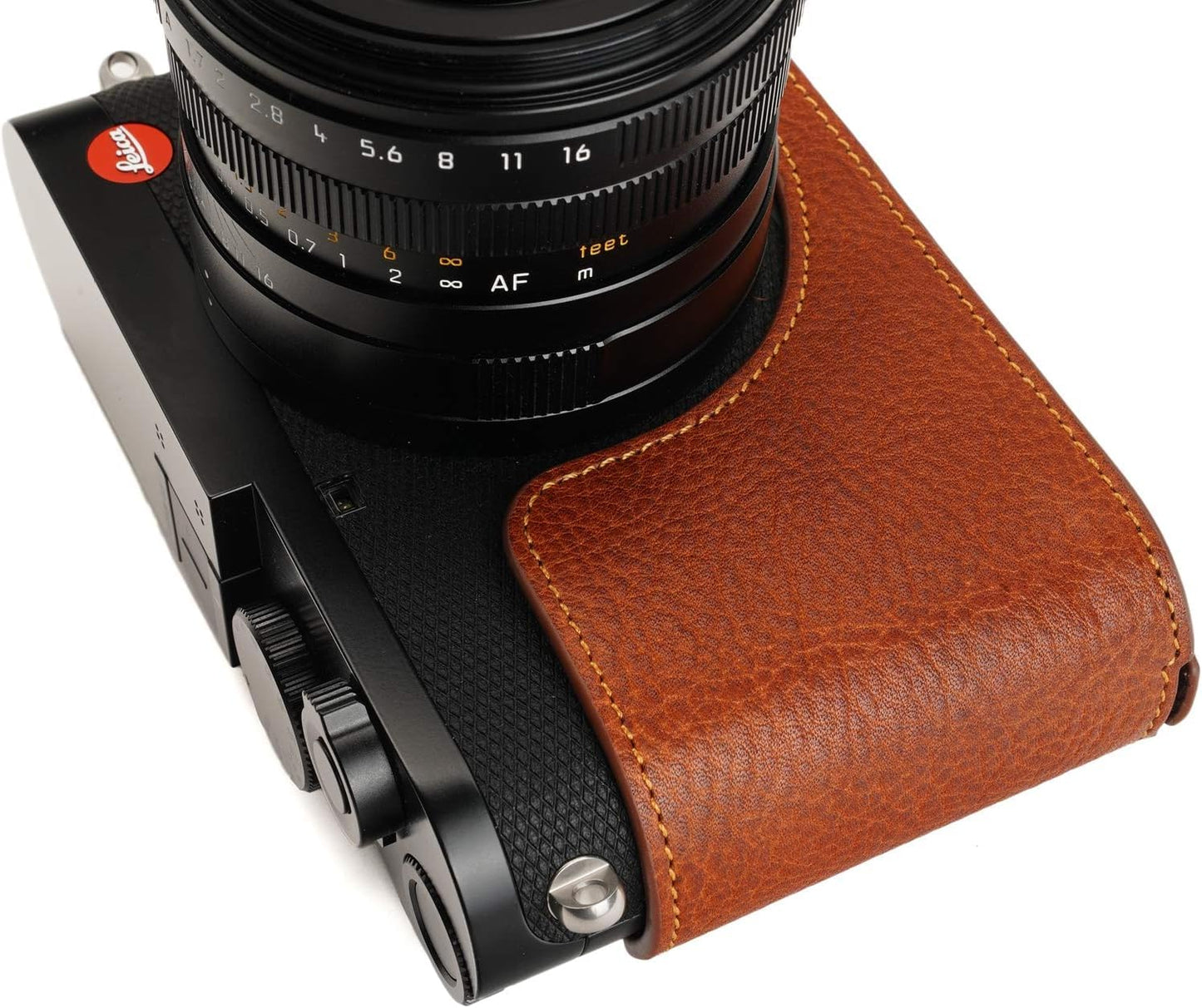 Camera Case for Leica Q3, BMAOLLONGB Handmade Genuine Real Leather Half Camera Case Bag Cover for Leica Q3 Camera Bottom Opening Version + Hand Strap