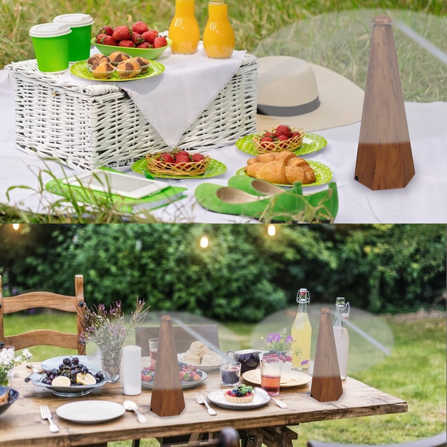 3 PCS Fly Fan for Tables Portable Wood Grain Table Fans for Indoor Outdoor