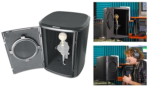 Rockville ISOBOX Sound Isolation Box with Adjustable Mic Stand, Pop Filter, Removable Door, 5/8" Thread + 3/8" Adapter, for Vocal and Podcast