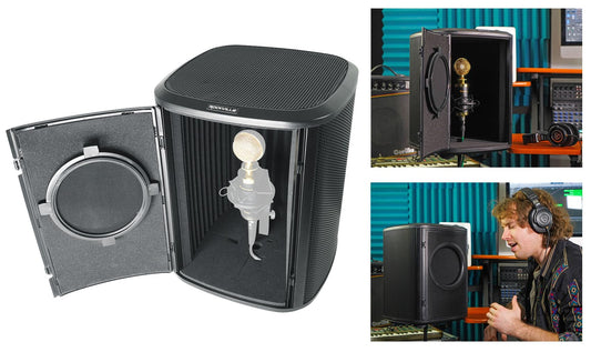 Rockville ISOBOX Sound Isolation Box with Adjustable Mic Stand, Pop Filter, Removable Door, 5/8" Thread + 3/8" Adapter, for Vocal and Podcast
