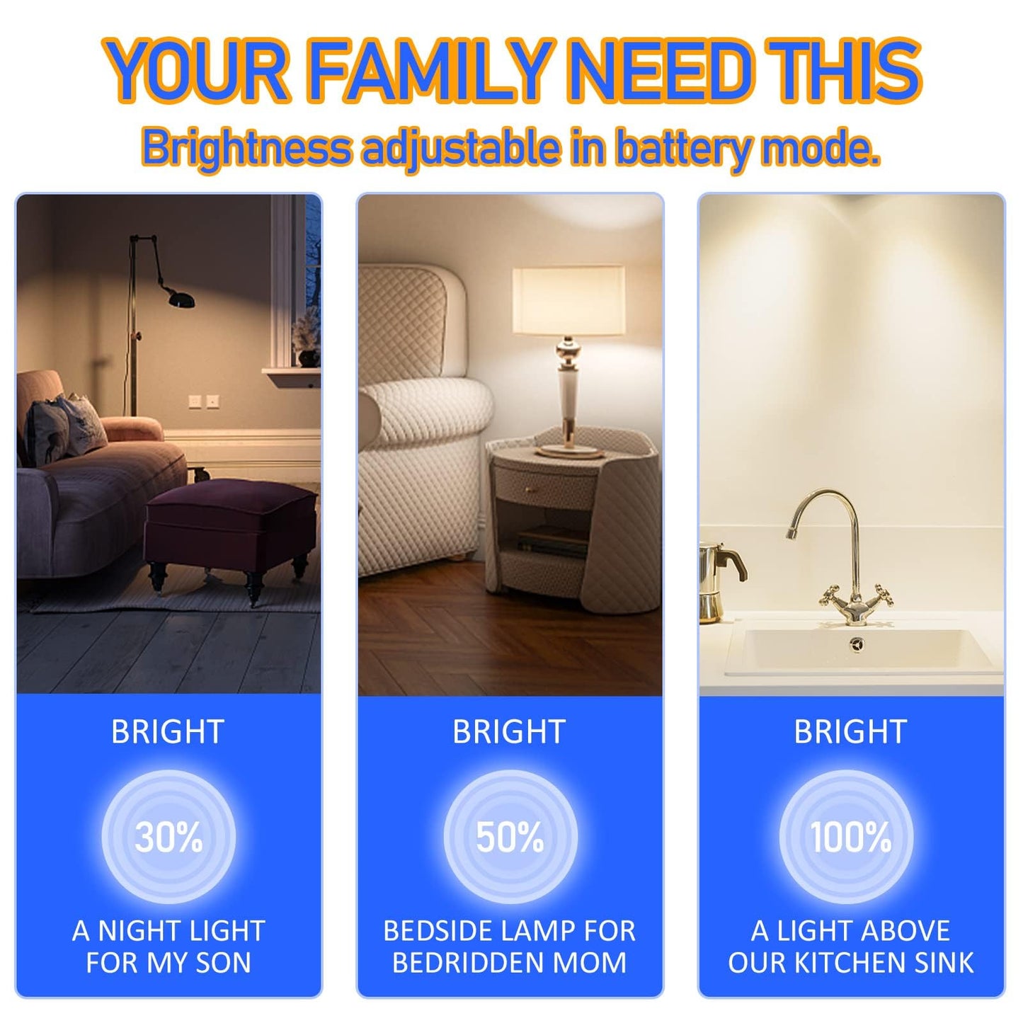 Neporal LITE Emergency Rechargeable Light Bulbs A19, Light Up to 48 hrs, Battery Operated Light Bulb, 5000K E26 LED Bulb, Emergency Lights for Home