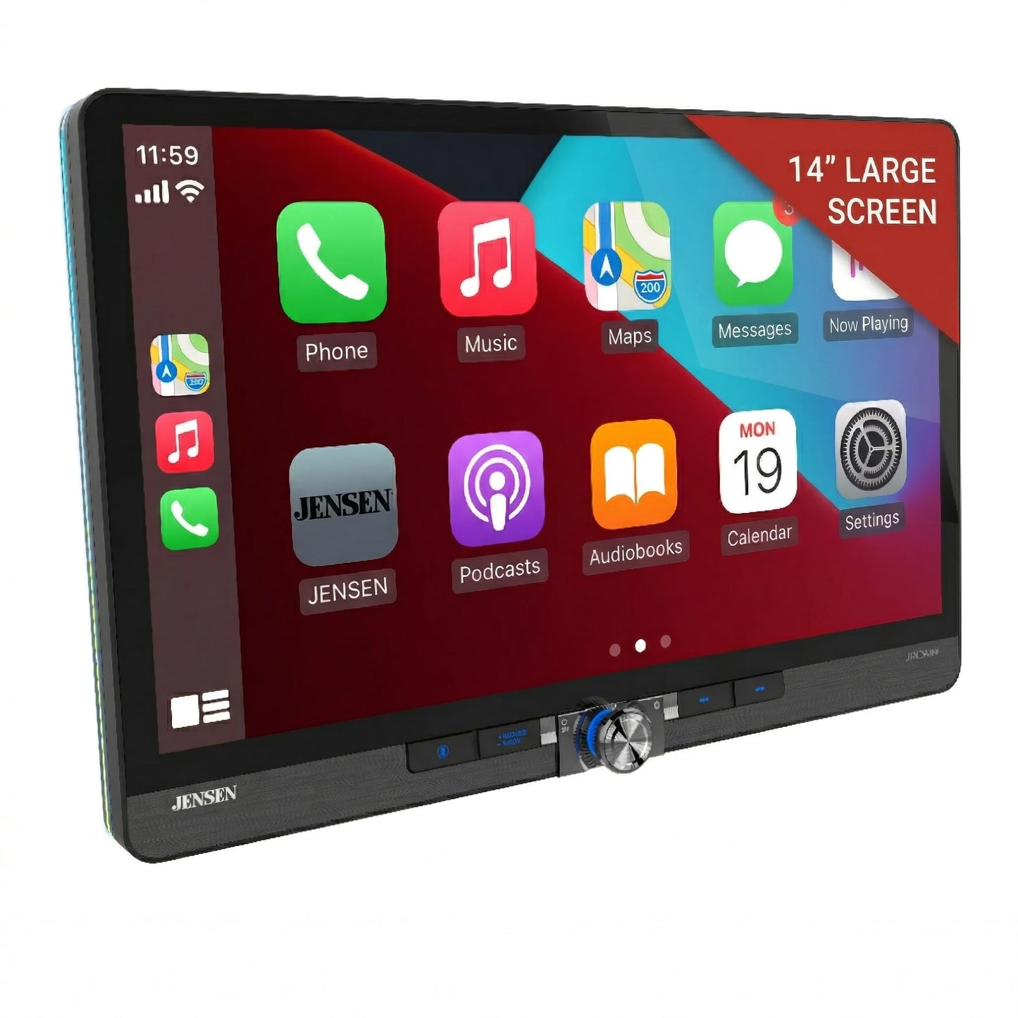 JENSEN J5CA14 14-inch Certified Apple CarPlay Android Auto Wired or Wireless | Maestro & Metra Axxess Ready | Single & Double DIN Car Stereo |