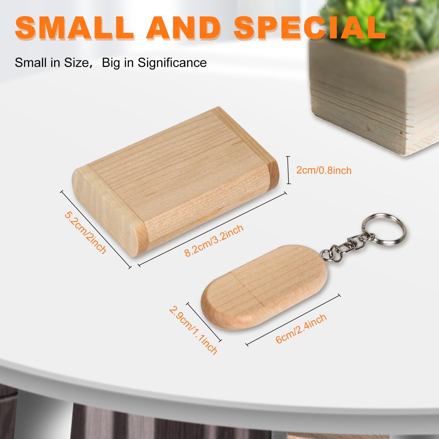 Novelty Wooden USB 2.0 Flash Drive 64GB Data Storage Memory Stick USB Stick Ellipse Pendrive with Wooden Box