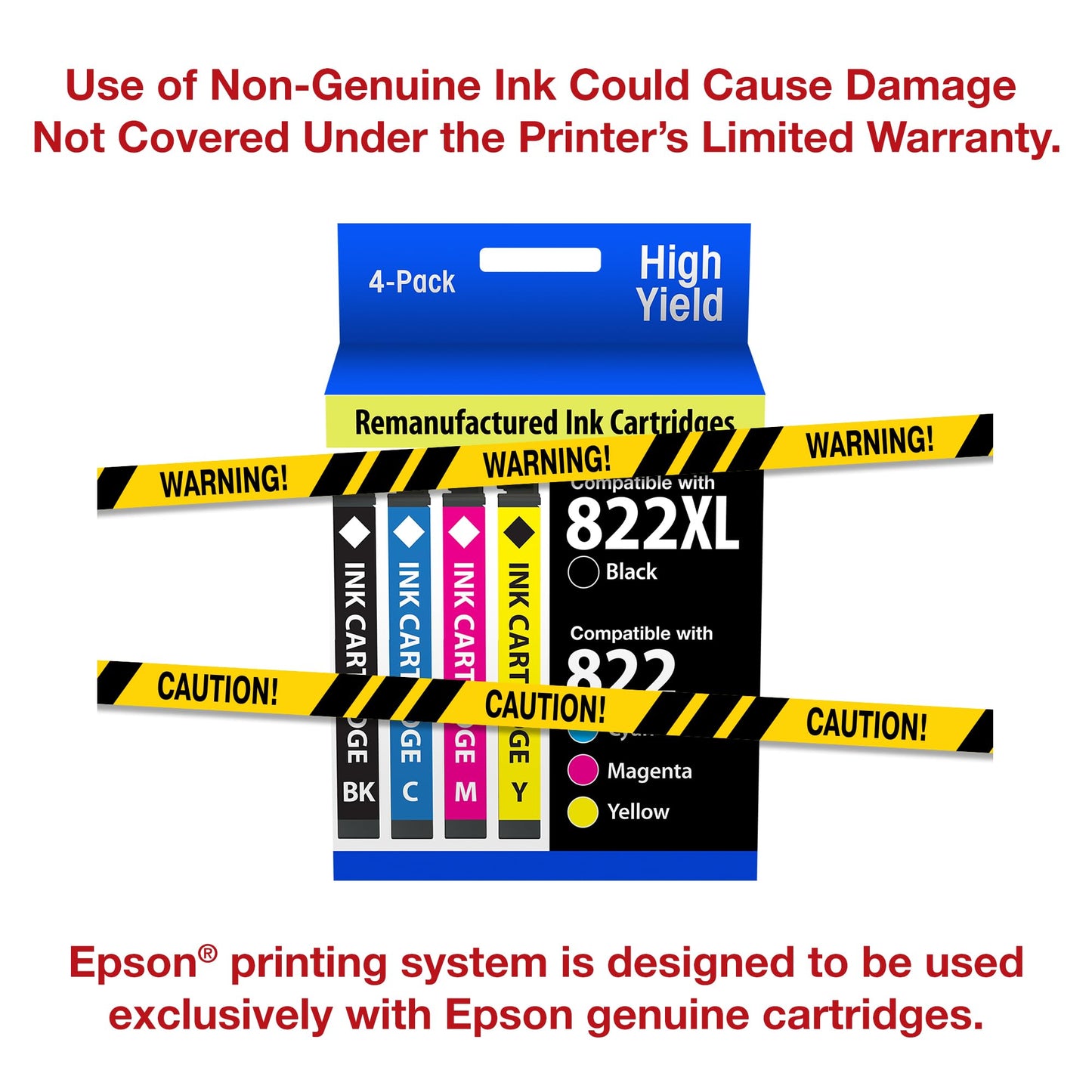 EPSON 822 DURABrite Ultra Ink High Capacity Black & Standard Color Cartridge Combo Pack (T822XL-BCS) Works with WorkForce Pro WF-3820,3823, 4820