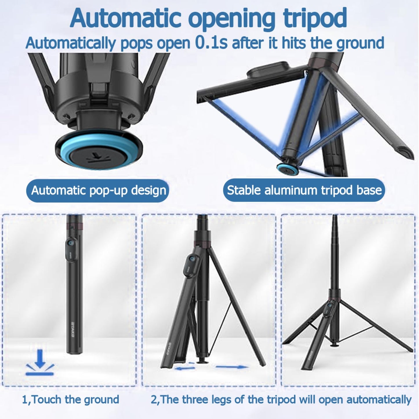 ORMOS Selfie Stick Tripod, 67 Inch Extendable, Aluminum Alloy & Silicone, Compatible with All Cell Phones, Auto Open Tripod Stand with Remote