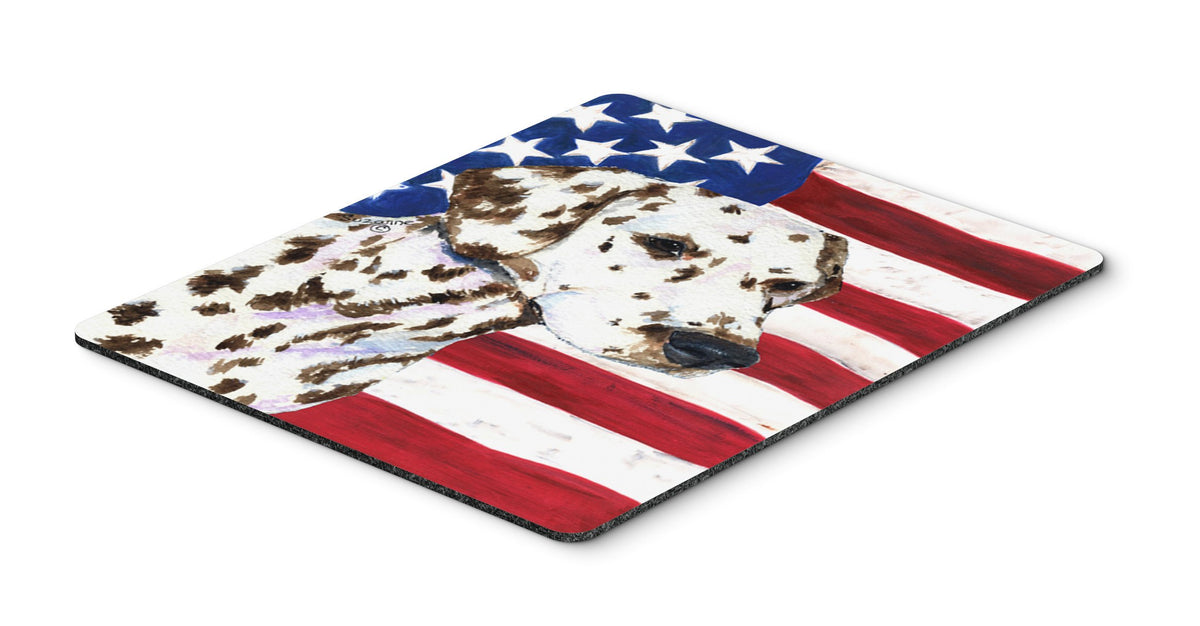 Caroline's Treasures SS4225MP "USA American Flag with Dalmatian Mouse Pad, Hot Pad or Trivet" for Home Office Gaming Working Computers Laptop Mouse