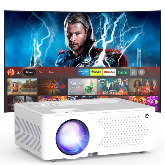 5G WiFi Bluetooth Movie Projector, Real Native 1080P Outdoor Projector for Home Theater Movies, Synchronize Smartphone, Compatible with USB/TV