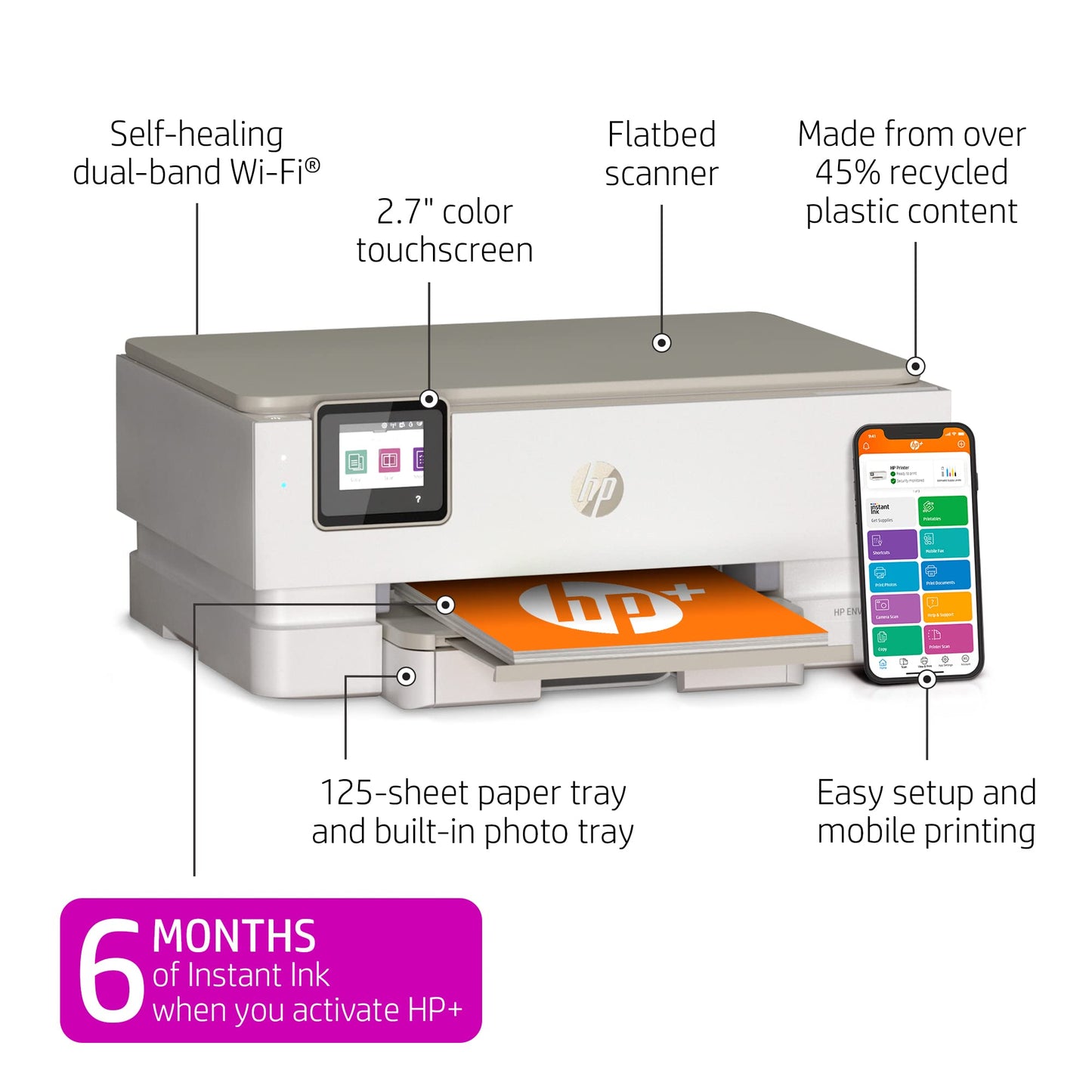 HP Envy Inspire 7220e Wireless Color All-in-One Printer with Bonus 6 Months Instant Ink (327B0A)