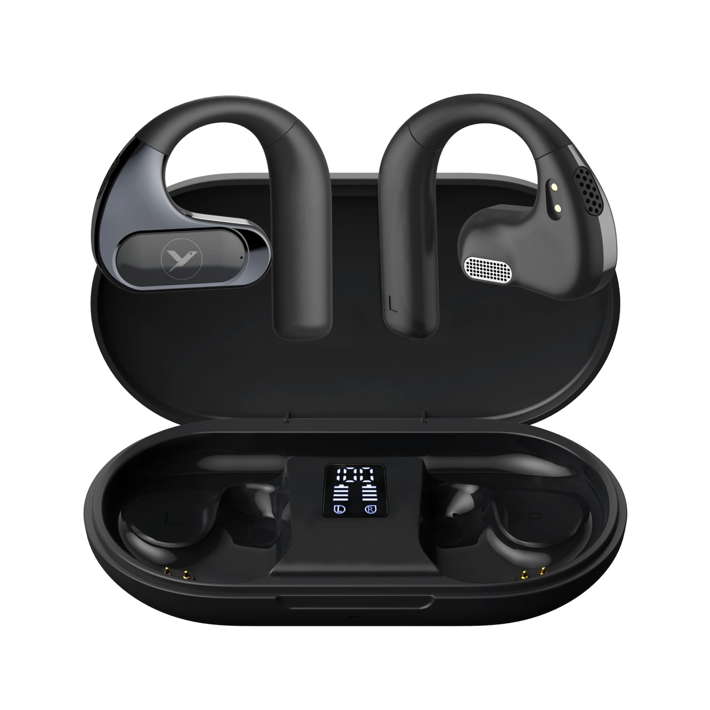 Open Ear Headphones Wireless Bluetooth 5.4 Earbuds 54Hrs Playback 16.2mm Drivers Air Conduction LED Display Charging Case IPX7 Waterproof APP Deep…