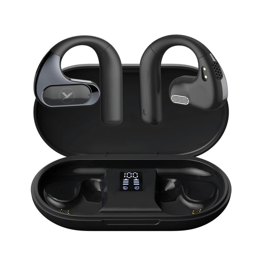 Open Ear Headphones Wireless Bluetooth 5.4 Earbuds 54Hrs Playback 16.2mm Drivers Air Conduction LED Display Charging Case IPX7 Waterproof APP Deep…