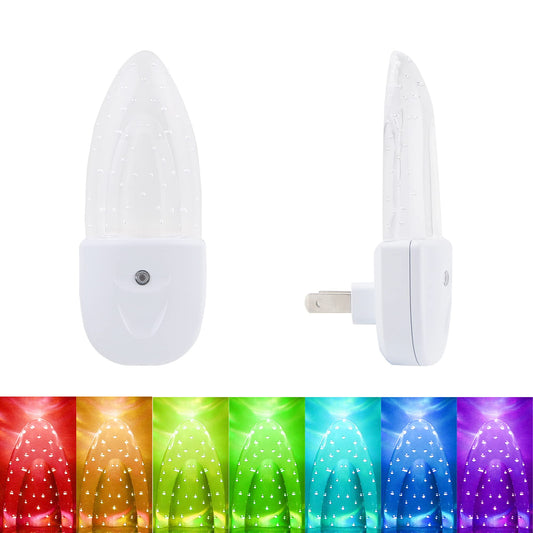GREENIC Multicolor LED Night Light 4 Pack Bubble Pattern with Dusk to Dawn Sensor, Rotating 8 Colors, Plug in Night Light for Bedroom, Kids Room