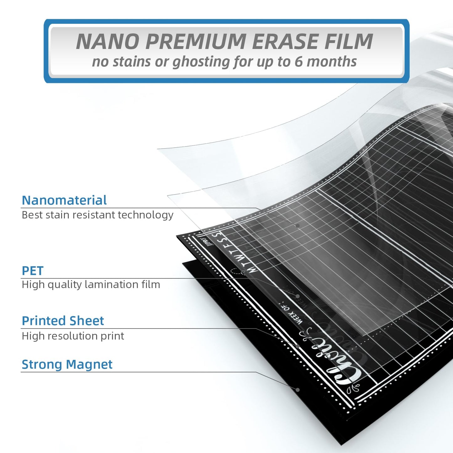 Magnetic Chalkboard Weekly Planner with neon Bright Liquid Chalk Markers - Black Refrigerator Weekly Planning Board w/Bonus - Grocery List and Notepad