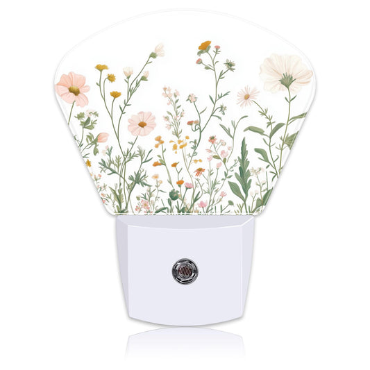 Uiaoiais Wildflowers Plug in Night Lights, Watercolor Colorful Wildflowers Nightlight Plug Into Wall Dusk to Dawn Sensor for Kid Girls Boys Women Men