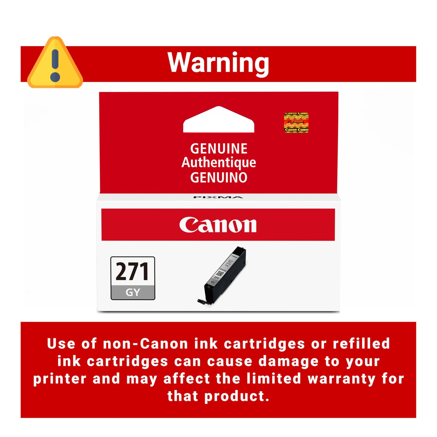 Canon CLI-271 Genuine Gray Ink Tank, Compatible with MG7720, TS8020, and TS9020 Printers