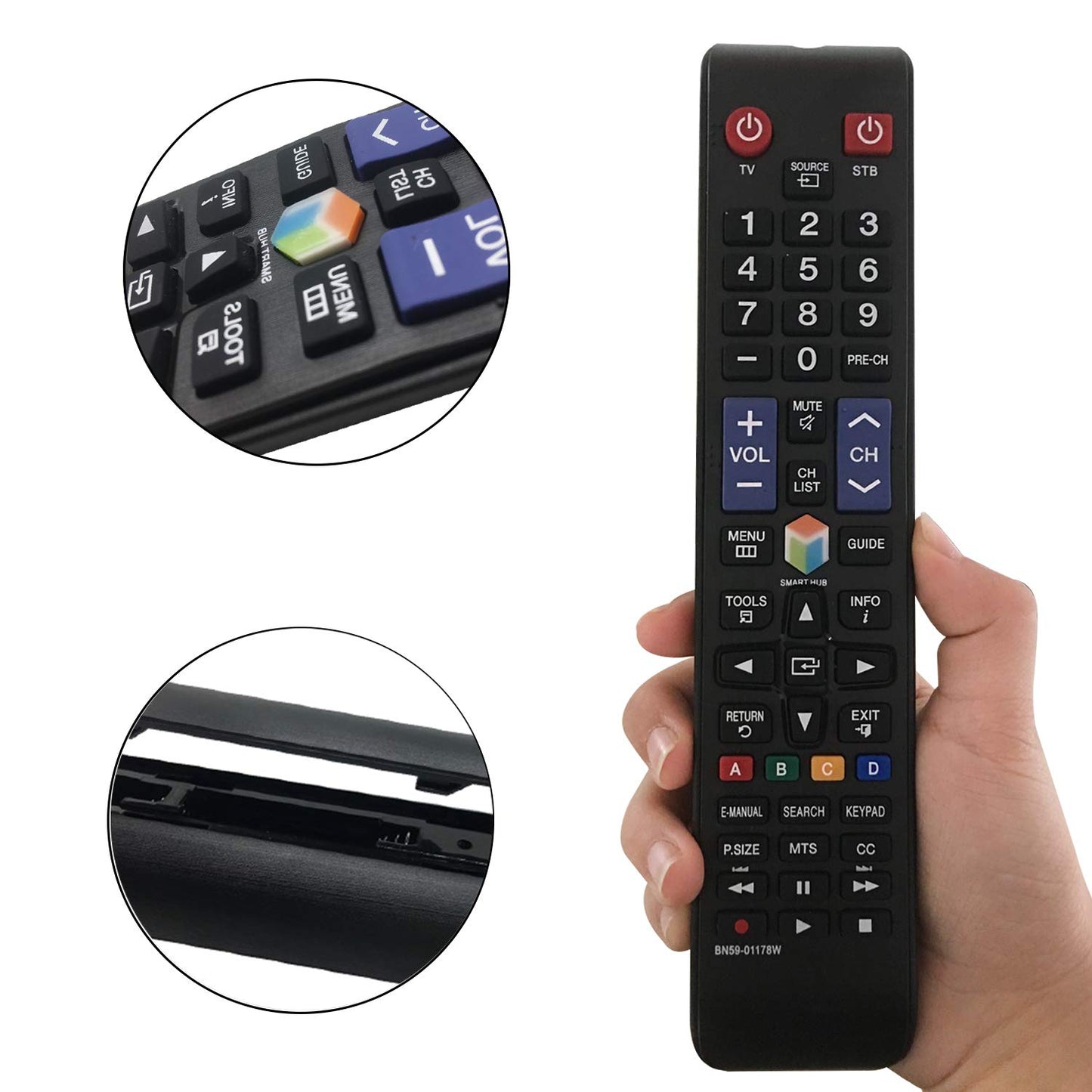 New Replacement Samsung TV Remote Control BN59-01178W for Samsung LCD LED Smart TV BN59-01199F BN59-00857A AA59-00637A AA59-00652A BN59-01259E - No