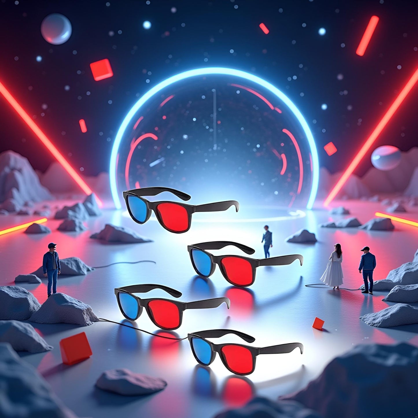 4Pcs Red and Blue 3D Glasses Universal TV Movie Dimensional Video Frame DVD Game Glass 3D Style Glasses 3D Viewing Glasses, Televisions and Video