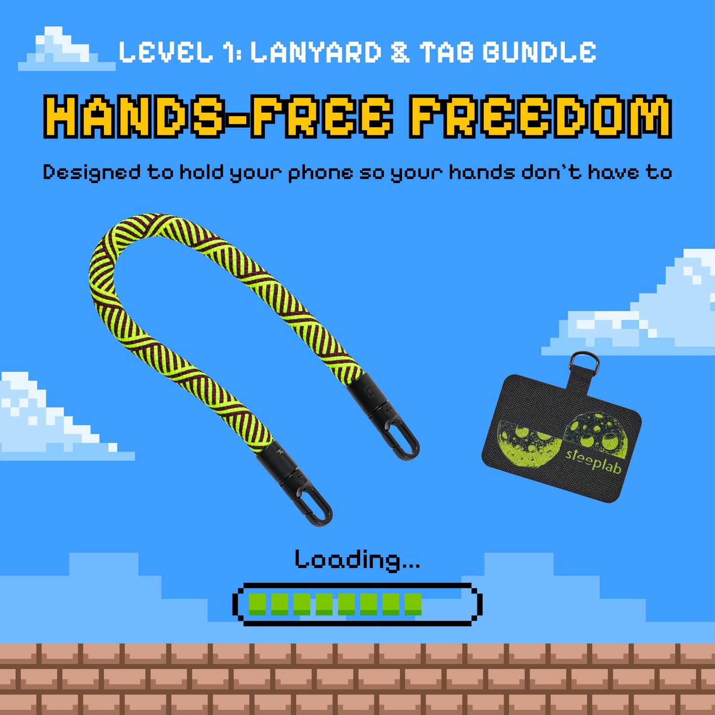 SteepLab Freehand Baby GoKit - Compact Wrist Lanyard and Tab Set for Most Phone Cases (Midnight Pulse)