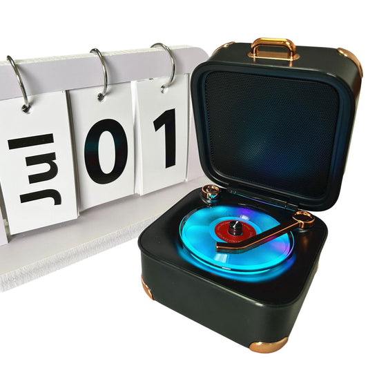ULIKTO Retro Bluetooth Speaker Portable Vintage Record Player Decor TWS Speakers with RGB Light Small Wireless Speakers Support TF Card Birthday