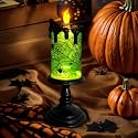 TOP COLOR TRADE 1.Halloween Snow Globe Tornado Flameless Candles Table Centerpiece for Celebration Party,Battery Operated LED Candle with 6 Hours